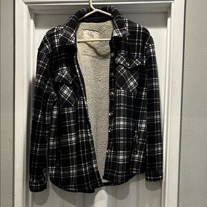 Cozy Black and White Plaid Teddy Jacket